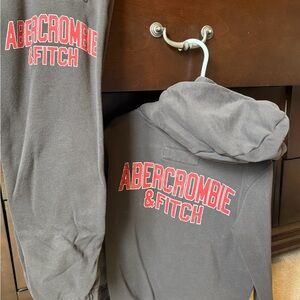 Abercrombie & Fitch Charcoal Hoodie with Red Logo